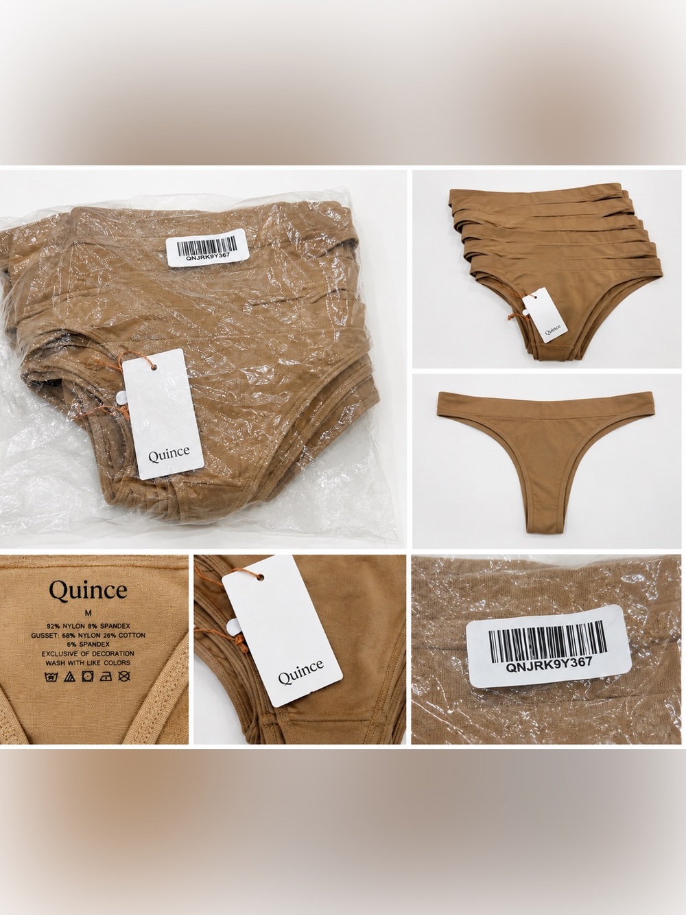 NWT Quince Smoothing Comfort Thong 6-Pack Sand Size Medium Seamless No-Show